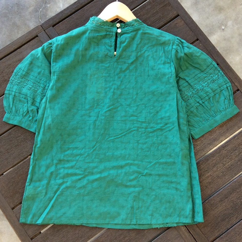 UNIVERSAL THREAD 🎯 Teal Puff Sleeve Eyelet Blouse - Picture 2 of 12